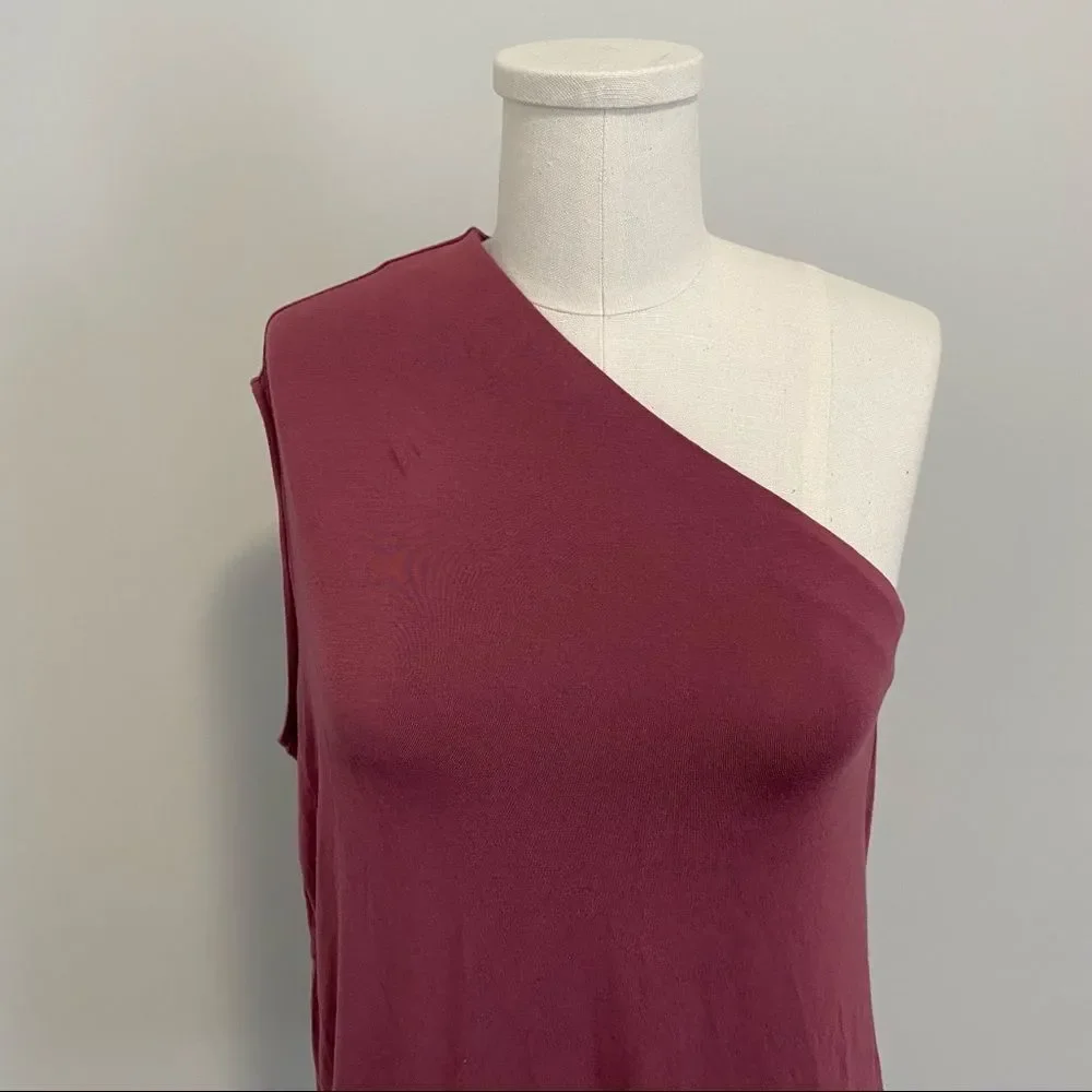 Aritzia Babaton Taddeo One Shoulder Tank Top Dark Mauve - Picture 12 of 13